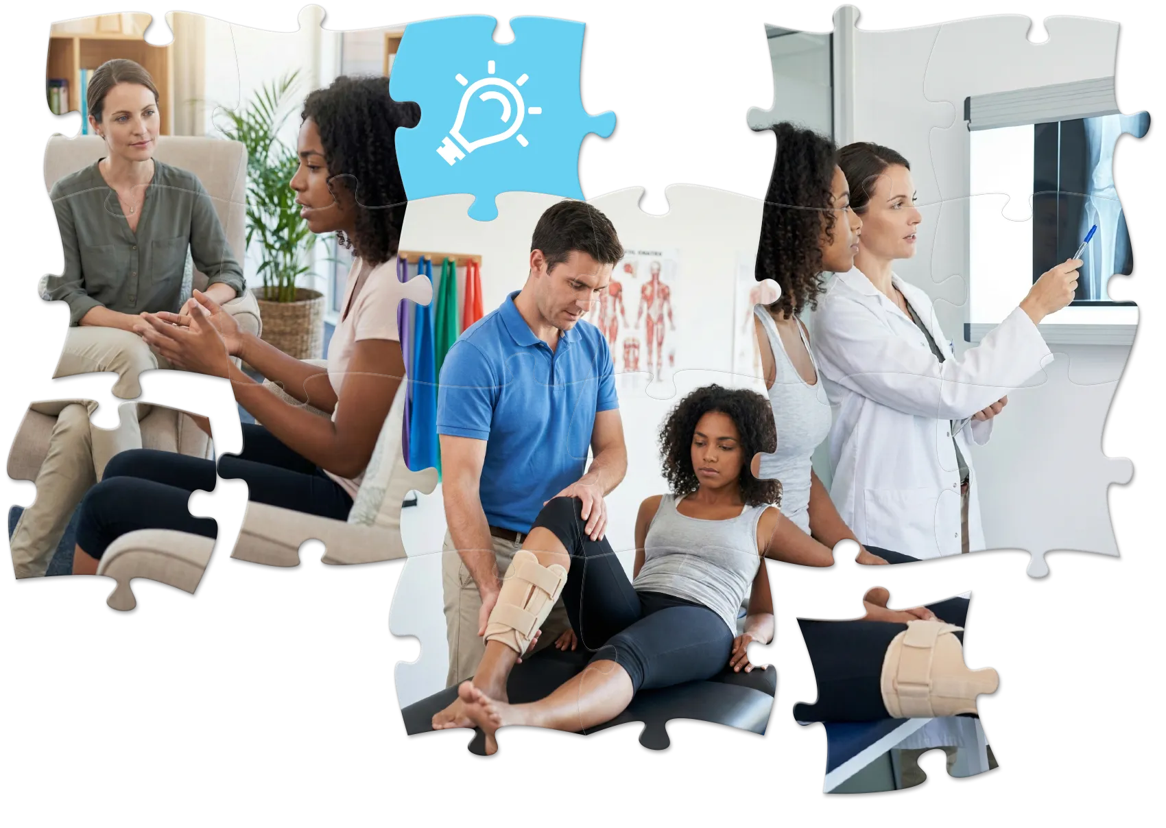 A multi-disciplinary team working with the same patient montage